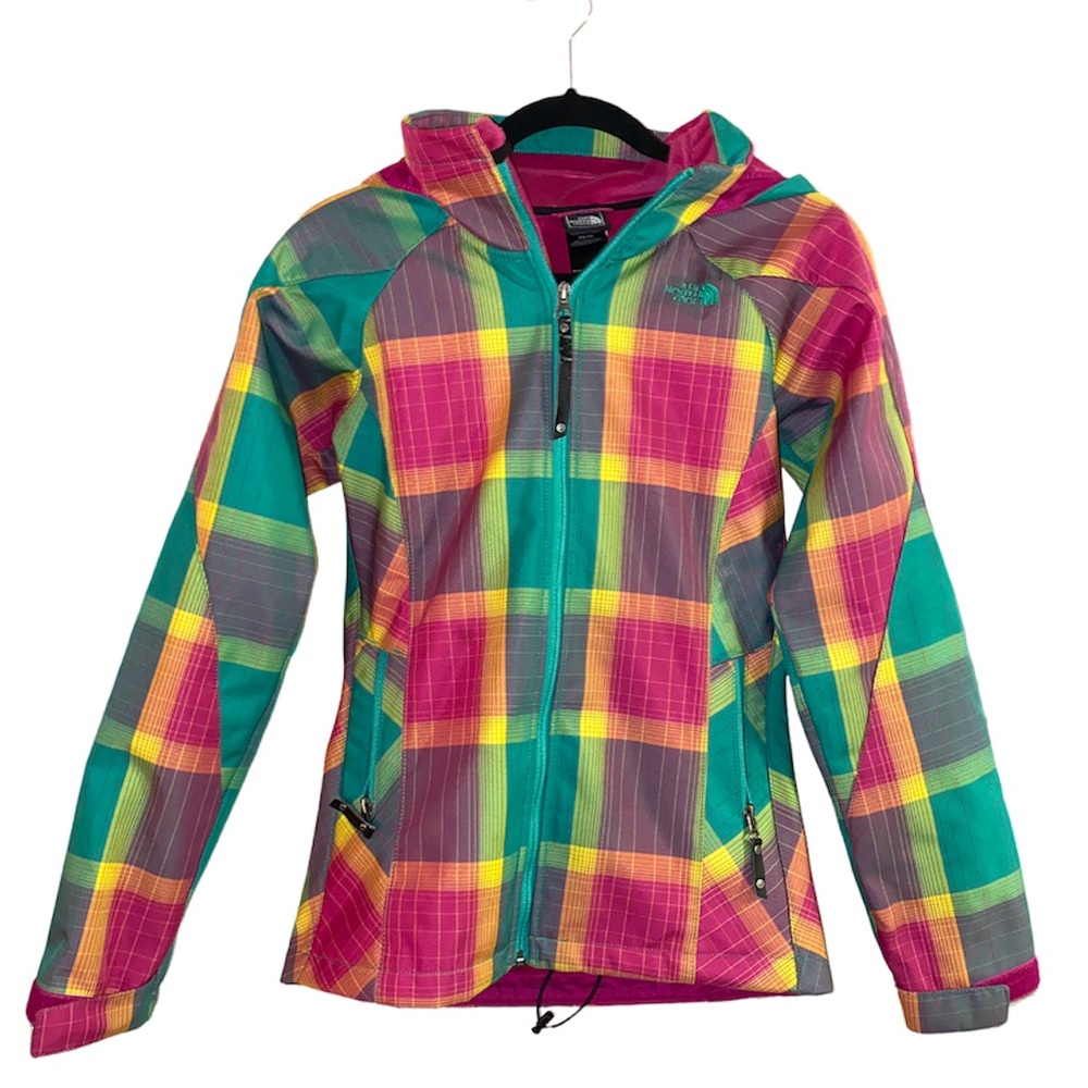 North face coat jacket rainbow plaid X-small